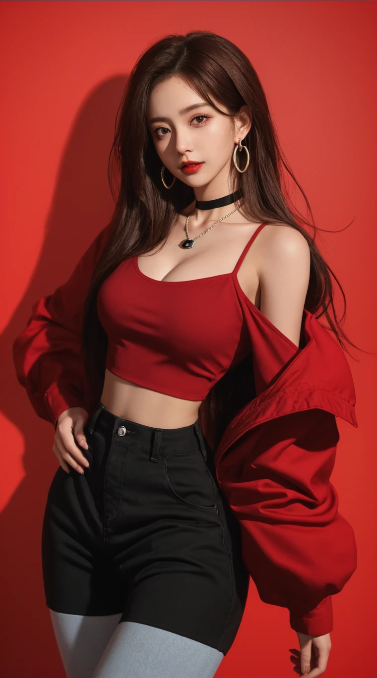 (8K, 超A high resolution, Best Quality, masutepiece:1.2)、RAW portrait of japanese girl、超A high resolution、top-quality、 (huge-breasted,:1.4)、{Hide all breasts}{(Off-white skinny long skirt):1.6}、(Wear a red sleeveless turtleneck sweater:1.5)、(Keep your crotch open:1.5)、(fittingroom:1.2) BREAK (Natural Skin Texture、Detailed skin、Hyper-Realism、ultra sharpness)、intricate detailes、depth of fields、Sexy adult woman、Black Hair Short Hair、Toned buttocks、((tmasterpiece、top-quality、high detal))、(Photorealsitic:1.4)、独奏、Keep one's mouth shut、Smile happily、largeeyes、Distinct double eyelids、Eye lashes、long neck、Absolute area、Clean collarbone、face perfect、thin lips、a small face、(Gaze towards the viewer、Highlights in the eyes、Light brown eyes、Gloss on lips)、