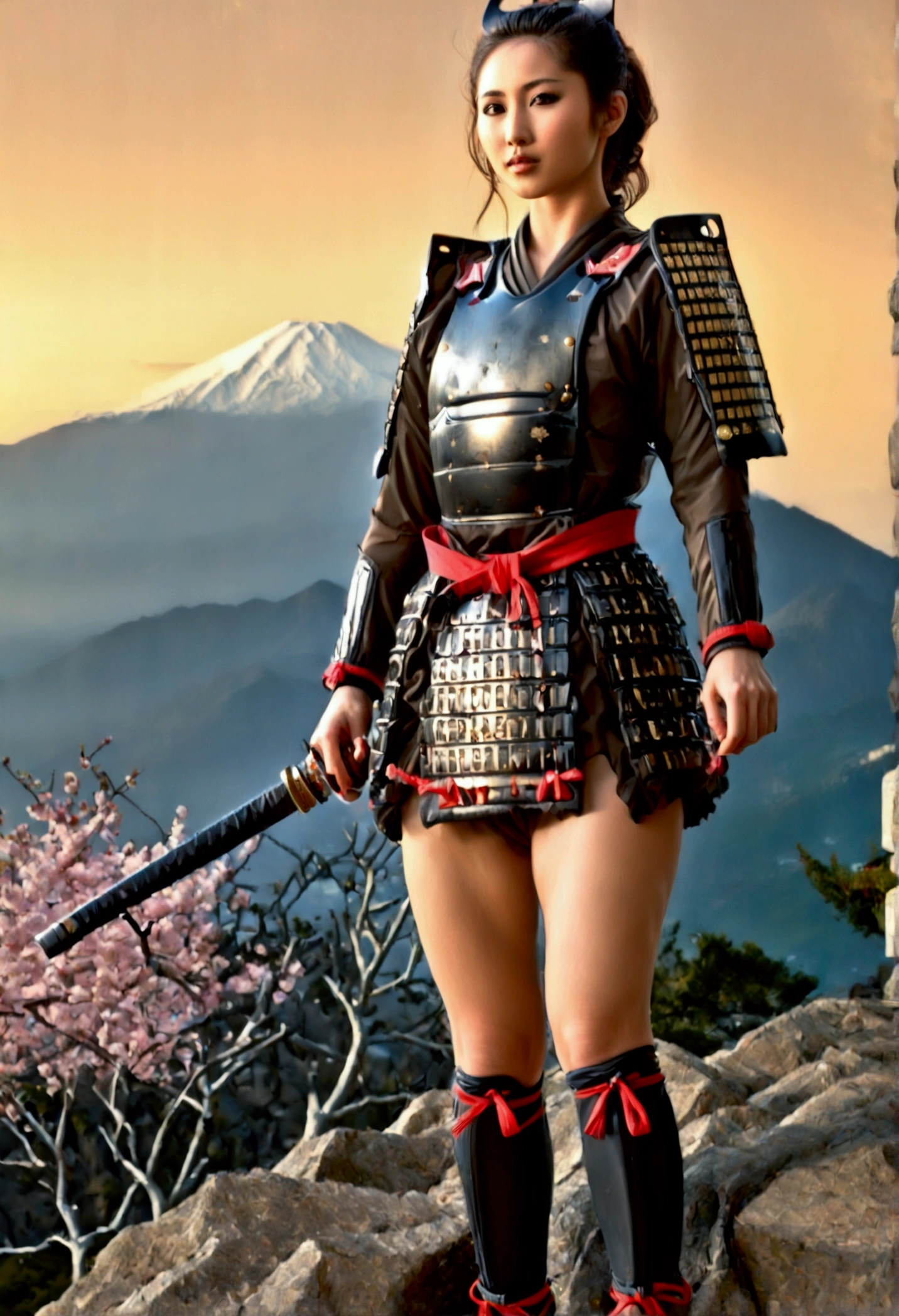(vulgar),Erotic female samurai,big tit,grassland