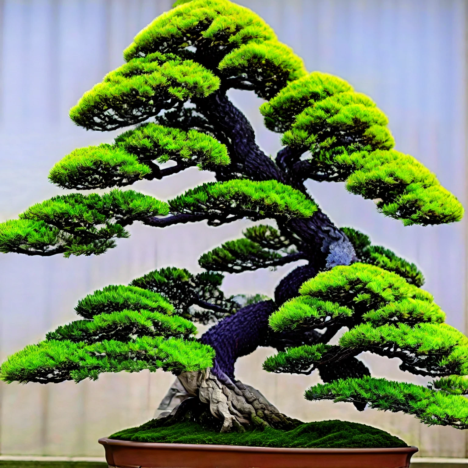 (masterpiece, Best Quality:1.2), 1 Potted Plant, Alone, Photographing the entire bonsai、Blank background、