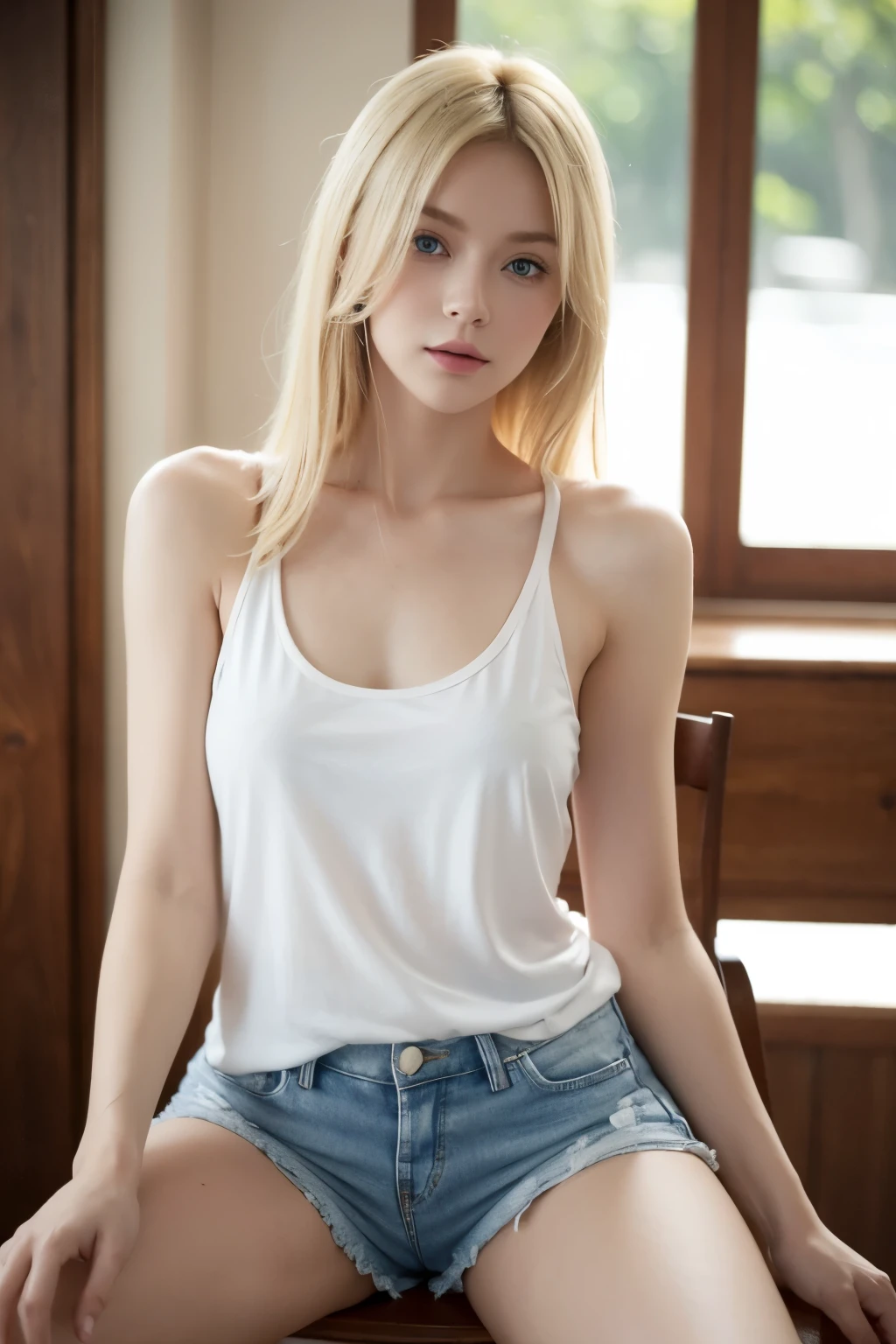 Subject:
1 girl, 18 Jahre alt、shy, (beautiful detailed cute face、pureerosface_v1:0.008)、Gesicht mit goldenem Schnitt、Ausgeglichene Augen、very beautiful big blue eyes、doppeltes Augenlid, lipgloss, breite Lippen)、Beautifully detailed skin, Fotografen ansehen, Bright white shiny skin、(Attraktives, helles, natural platinum blonde, superlanges, glattes, seidiges Haar)、eye liner、Lush bust, (((leichte sommersprossen)))
Medium:
(8K、Rohfotografie、top quality、Meisterwerk:1.2), (realistisch、Photorealsitic:1.37)、ultra-detailliert、super high resolution、Professionelle Beleuchtung
Environment: outdoor, windy, sun,
Mood: dreamy, shy, elegent
Kleidung: (((hikking-shorts; blue shirt)))
Composition: ((Full body shot, from head to toe, alles zu sehen)), birds-eye; camera five metres away, ((on a hikking track, on a small bridge,walking, huge mountains in the background))