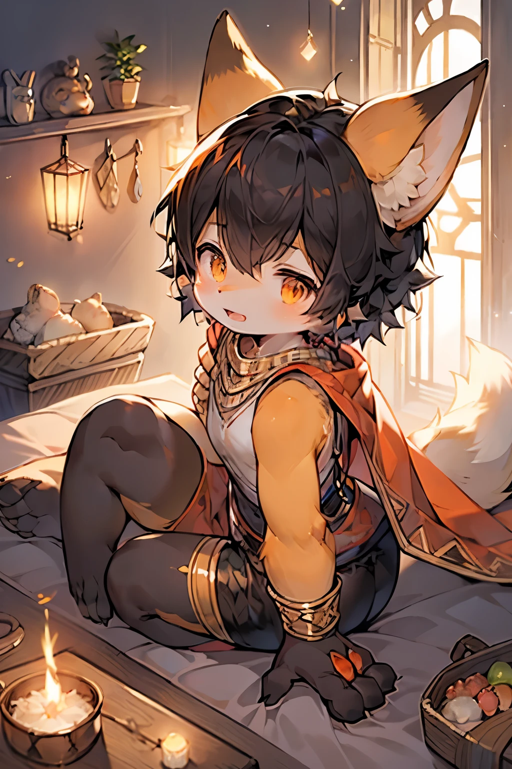 kemoshota, anubis boy, dog boy, in dungeon, black fur, short statue, red eyes, innocent, naivety, looking at viewer, Egypt adorns, dynamic angle, from birds point of view, short height, young boy,  8 years old, friendly monster anubis boy, affected, relaxed, lovely short height boy, honest doggy boy, he came here to be pet, kawaii, tamed , tamed tattoo, smiling, :3, close-up,kemoshota, male cub shota boy, short height, short statue boy, dynamic angle, a majestic furry shota boy with glittering fur, (best quality,4k,8k,highres,masterpiece:1.2),ultra-detailed,(realistic,photorealistic,photo-realistic:1.37), powerful claws, respecting positive eyes, antique collar, magnificent tail, cinematic lighting, dramatic colors, fantasy art, beautiful paw, fabulous navel and nipples, Best image quality, 4K, masterpiece, Teenager, anubis boy, black and soft skin, red eyes, innocent boy, Cute and soft, young, Sacred Eye, Beautiful Hair, View Lens, Face Focus, smile, Delicate facial features, Front lighting, Front light source, Portraiture, Cute feeling, Excellent posture for capturing, Portraiture, male furry cub, tail, dynamic angle, open mouth, minuscule Egyptian antique clothes, almost naked, looking up viewer, (detailed desert background), kemoshota anubis short statue boy, black smooth fur, Egypt adorns, in dungeon, cute innocent baby anubis boy, tamed, tamed tattoo, subjected, naivety, innocent baby cub 8 years-old shota boy, his body is completely covered with navy black fur
