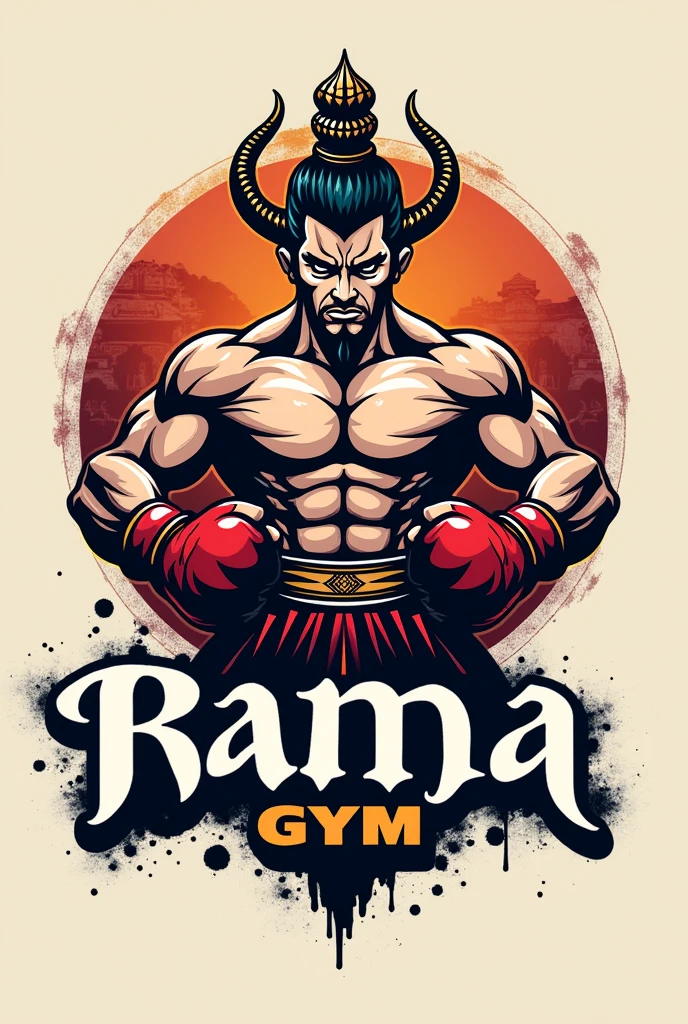 Logo of a gym in Peru with a Peruvian Inca with gold jewelry
, muscular and lifting weights


