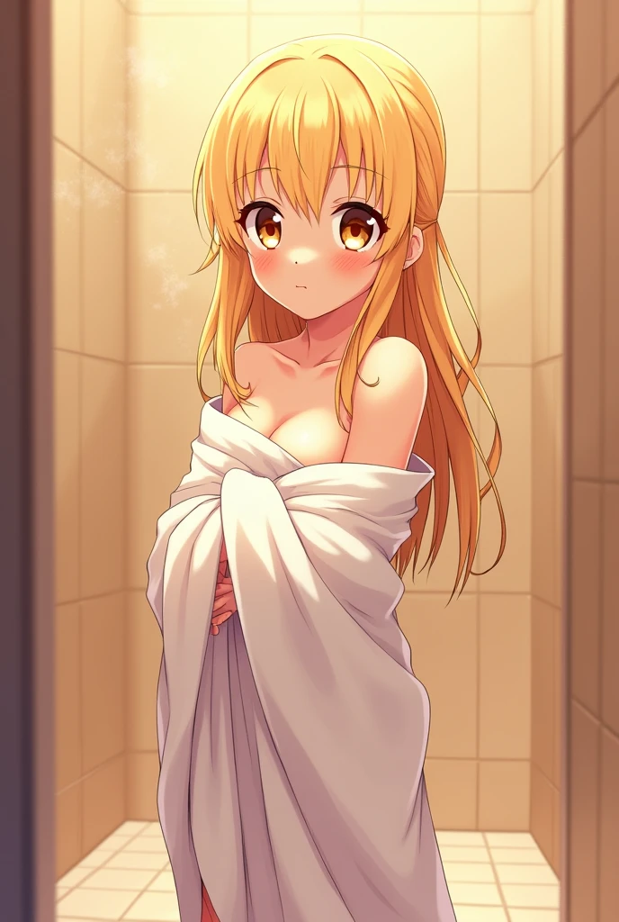 (8K, Realistic, Photorealsitic:1.5), masutepiece, Best Quality, High resolution, Extremely detailed, Detailed background, Cinematic lighting, 1 boy（10yaers old），Elementary school girl, ２Directly young girl，flat chest，small stature，Girl having an orgy in the bath, cream eyes，Light blonde hair, (Yellow mesh）