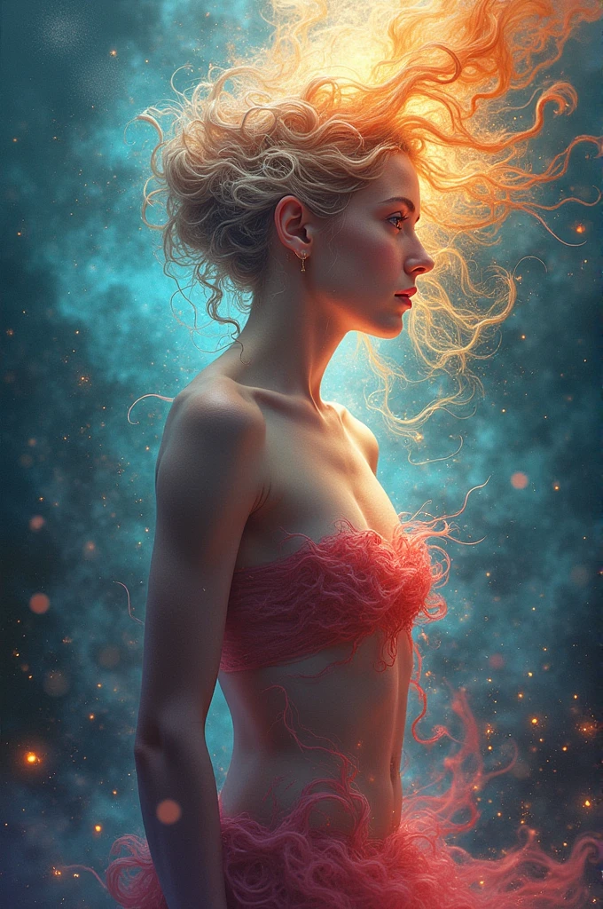 (((nude, naked)), large breast, big butt, (masterpiece), (best quality), (ultra detailed),(disheveled hair),(illustration), (1girl), beautifuldetailedeyes,delicate beautiful face,Floating,(high saturation),(colorful splashes),colorful bubble,(shining),focus on face,