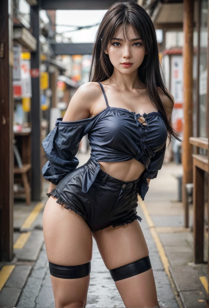 one girl,(alone:1.4),Mixed polygons,short hair detail,alone,Your breasts are pretty big,Take pictures wearing colorful pantyhose and stockings.., Unfold your jumpsuit, Wear colorful pantyhose, Wear colorful latex clothing, full body shot, tights, full body lesbian! pretty face。Cinema Lens,Global Light,Ambiguous scenes。