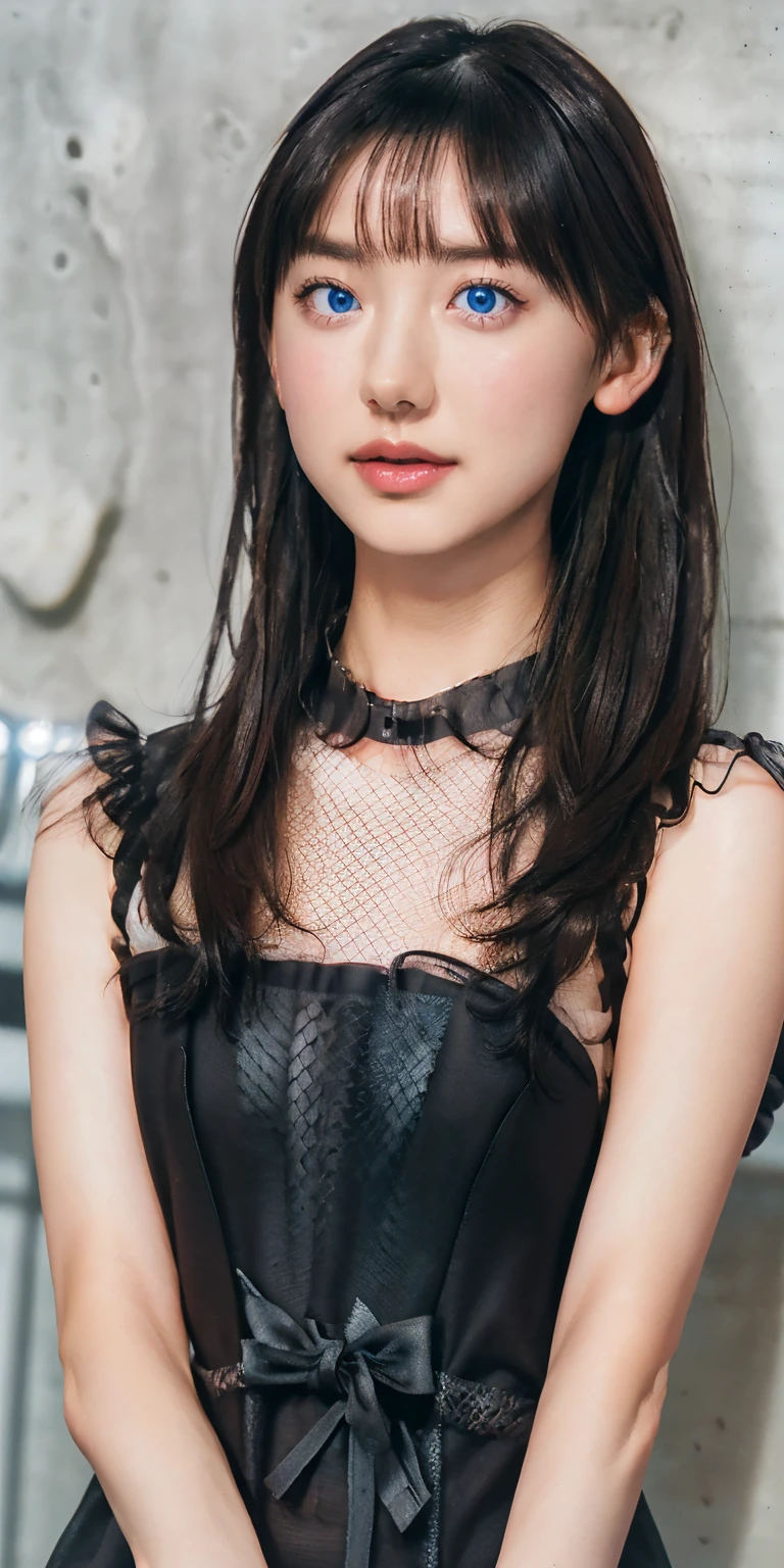 masterpiece, highest quality, Absurd, High resolution, 4K, Ray Tracing, Intricate details, Very detailed, (Japanese beautiful girl、18-year-old high school student、Immature body、Completely naked、Full nude short、Perfect Face, cute, Small breasts,Beautiful cherry-colored areola、Erect nipples、Nipple piercing、Shaved、nipple_piercing_chain、Gothic Lolita Background