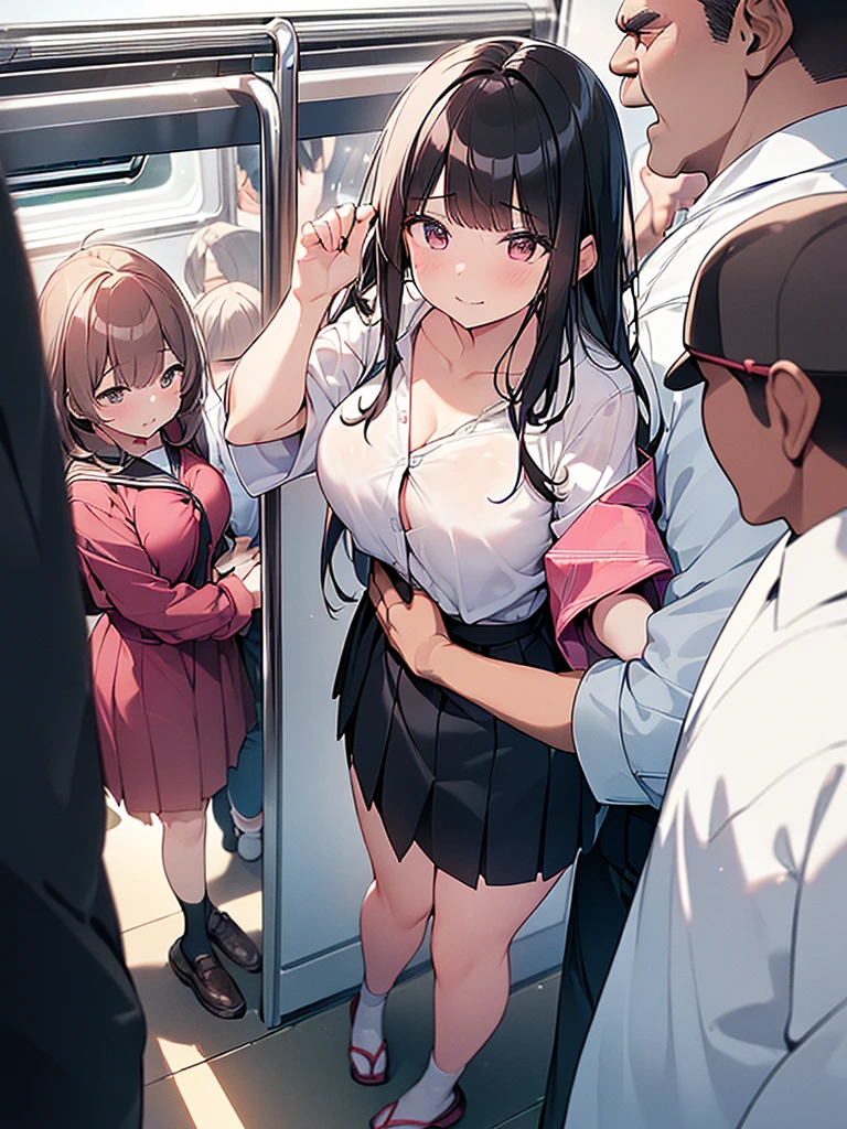 Long Hair,thin,classroom,18-year-old,Black Hair,Blue Ribbon,制服holding on to the railing of the train,(looking away:1.4), (train interior:1.3),(crowded train:1.3),(white shirts:1.5),(Her breasts are being fondled from behind by a boy:1.5) ,alternate breast size, breast grab, breasts, deep skin, grabbing, (a boy,grabbing from behind:1.5), (frown:1.2), (embarrassed,blush:1.2),(Stunned face of despair:1.1),sweat,nsfw,(open clothes:1.3),(bare nipples:1.3), ,nsfw,1girl, 2boys, breasts, clothed female nude male, (double penetration:1.5), (group sex:1.3), hetero, manly, mmf threesome, (multiple boys:1.2), nude, , threesome,(1boy,penis,missionary sex:1.3),(spread legs:1.4),hetero,(standing sex:1.6), standing upright, ,(penis inserted in pussy:1.3),(pubic hair:1.3),(nipples peek:1.3),girl lying on one's back,gangbang, nsfw,(covering own hand over own mouth and endures moaning :1.1),trembling, twitching,(nose blush :1.3),serious, (angry:0.7), neat,(blush:1.2) ,(cum in pussy:1.5),