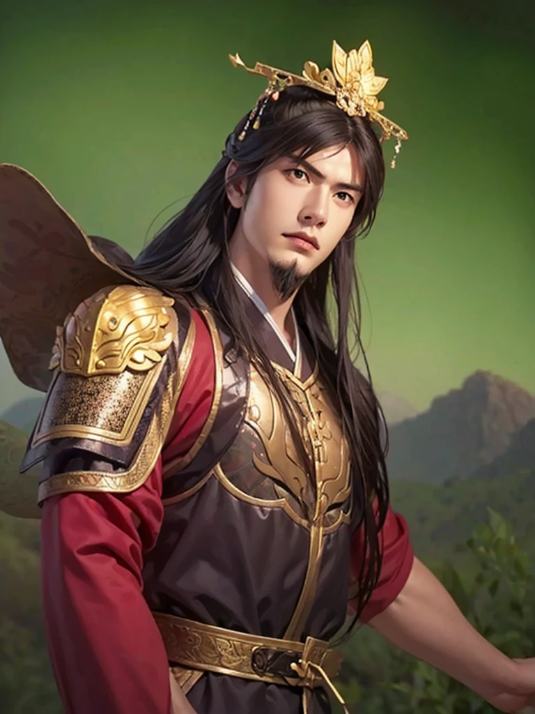 1 man in Han dynasty armor、There are exquisite patterns on the armor of ...