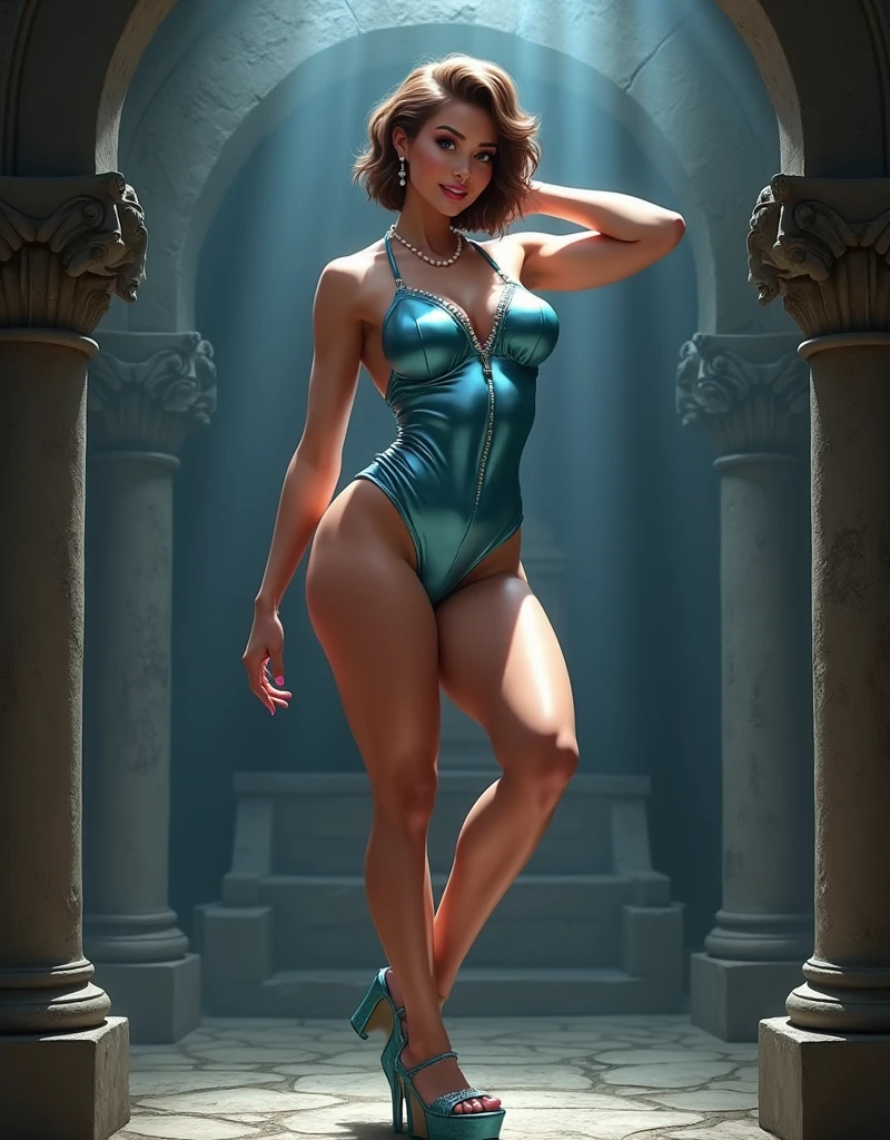 1 girl, sexy girl, wide hips, pin up style, full body, medium breasts, thin waist, slender build, cartoon, pinup