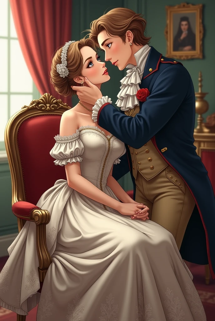 a couple of people in uniform hugging each other in a room, edmund blair and charlie bowater, beautiful androgynous prince, two anime handsome men, delicate androgynous prince, sakimichan and frank franzzeta, highly detailed exquisite fanart, petros and leonid, official art, jc leyendecker!! phil hale!, official fanart, official illustration
