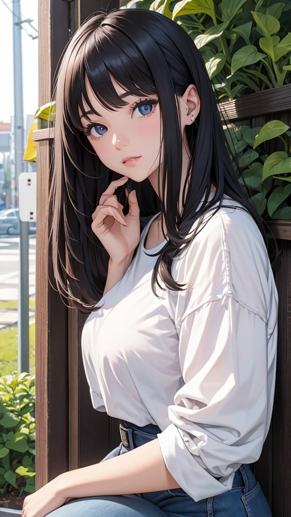 ((highest quality)), ((masterpiece)),High resolution (High Dynamic Range),Ray tracing, Super Resolution, (((anime screencap, black outline, Written boundary depth , written soft outline))), blur, bokeh, Maximum clarity and sharpness,Multilayer Texture,surface shading,Accurate simulation of light-matter interactions,Perfect Proportions,Two-tone lighting, White balance,8K, limit only one woman, BREAK beautiful hair, Beautiful Face, Beautiful and beautiful eyes, Beautiful body, Beautiful breasts, Beautiful thighs, Beautiful feet, Beautiful fingers, (Beautiful views) , breast enlarged, large breast, perky tits, (blush, 20 years, seductive adult woman , anime gyaru , Narrow eyes) , streaked hair, hair intakes, colored inner hair, BREAK (light green,white,light pink, spring-color-outfit:1.3), nail art, necklace, braidal ring BREAK (((portrait, close up, cowboy shot, looking at viewer, \(face waiting for kiss\):1.3))), BREAK (sitting, a girl makeup In front of vanity table Mirror:1.3, natural make),BREAK flowers artwork, fashion magazine , circle icon