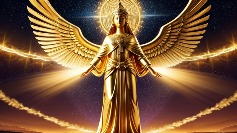 masterpiece, best quality, epic realistic, (black_marble)++ (goddess_statue)+, (black wing)1.3, intricate detail, intricate pattern, golden dust, floating (golden cloth)+, detailed texture, broken glass, god light, (crow)++, (golden birds fly)++, golden rose, golden leaf, motion blur, depth of field, holographic <lora:Elixir:1>