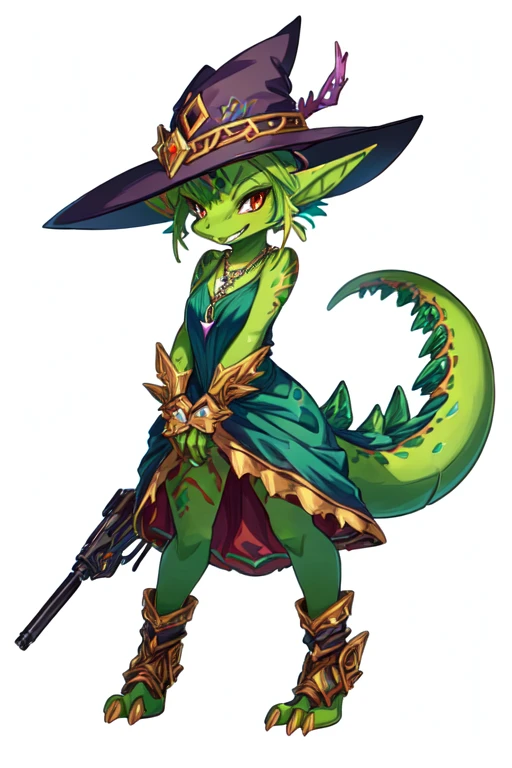 drawing of a cartoon character with a hat and a necklace, complex fantasy character, goblin girl dnd character, kobold, absurdist wiggly blob in a dress, as an anthropomorphic dragon, inspired by Leiko Ikemura, but as an anthropomorphic dragon, anthro gecko, anthro lizard, as a d & d monster female shark transformers autobots style