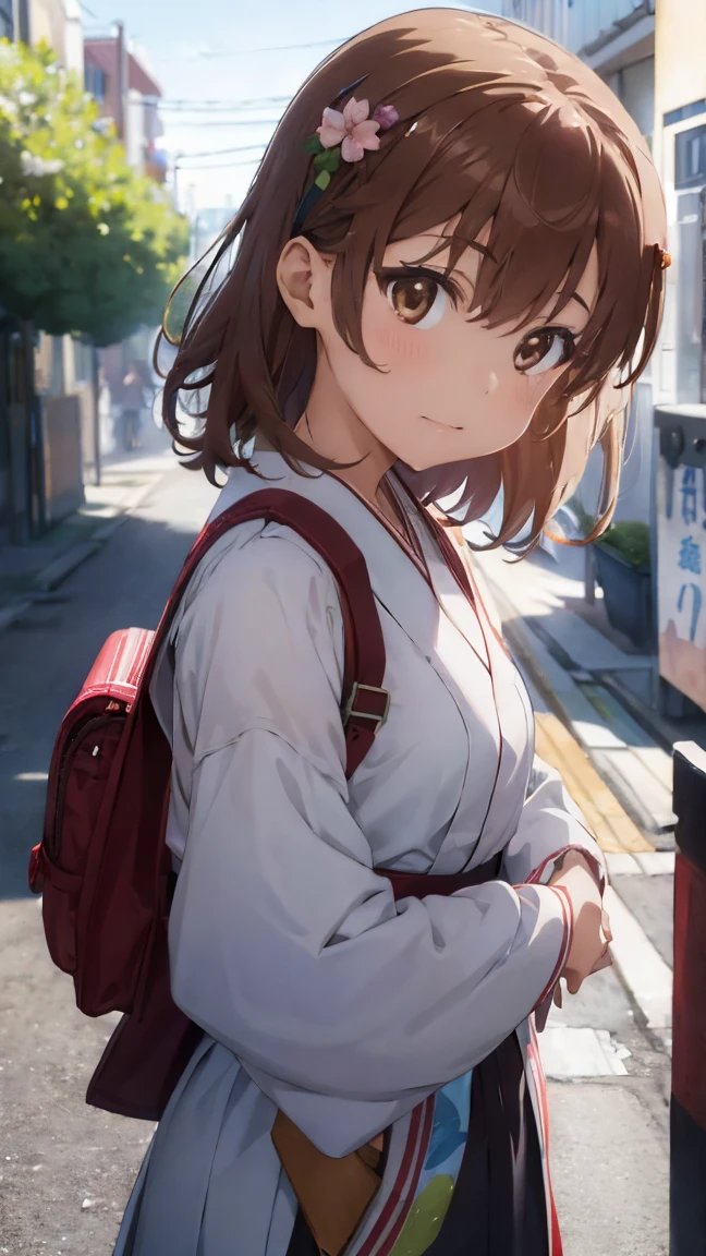 konosubaMegumin, Megumin, short hair, black hair, (red eyes:1.3), short hair with long locks,White sailor,Red cardigan,black pleated skirt,gray pantyhose,brown loafers,smile,blush,have a magic wand,
break outdoor, forest, nature, wood, village, null, sun, cloud,
break looking at viewer, (cowboy shot:1.5),
break (masterpiece:1.2), highest quality, High resolution, unity 8k wallpaper, (figure:0.8), (detailed and beautiful eyes:1.6), highly detailed face, perfect lighting, Very detailed CG, (perfect hands, perfect anatomy),