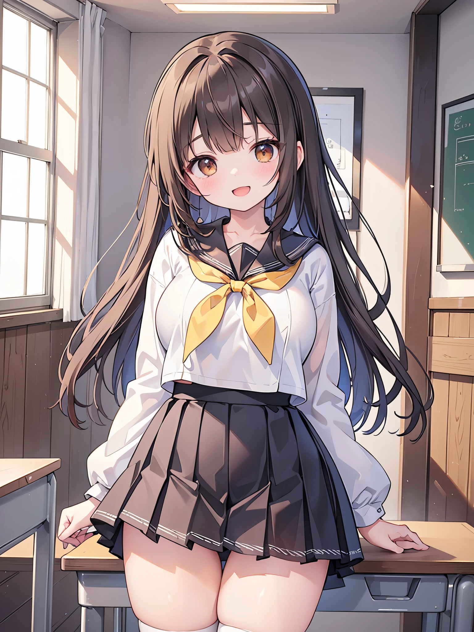 kotoriminami, kotori minami, brown hair, (brown eyes:1.5), one side up, hair ribbon, ribbon, long hair,
BREAK blazer, blue skirt, jacket, otonokizaka school uniform, pleated skirt, school uniform, winter uniform,
BREAK looking at viewer,
BREAK indoors, classroom, 
BREAK (masterpiece:1.2), best quality, high resolution, unity 8k wallpaper, (illustration:0.8), (beautiful detailed eyes:1.6), extremely detailed face, perfect lighting, extremely detailed CG, (perfect hands, perfect anatomy),(white panties:1.5), (skrit lift:1.5), standing, small breasts, (short, tiny, little:1.5), blush, embarrassed,from below, cowboy shot, dutch angle