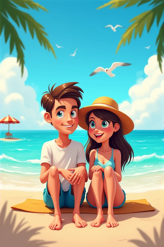 i want yo create betty la fea and pedro el escamoso in the Roatan, Honduras beach