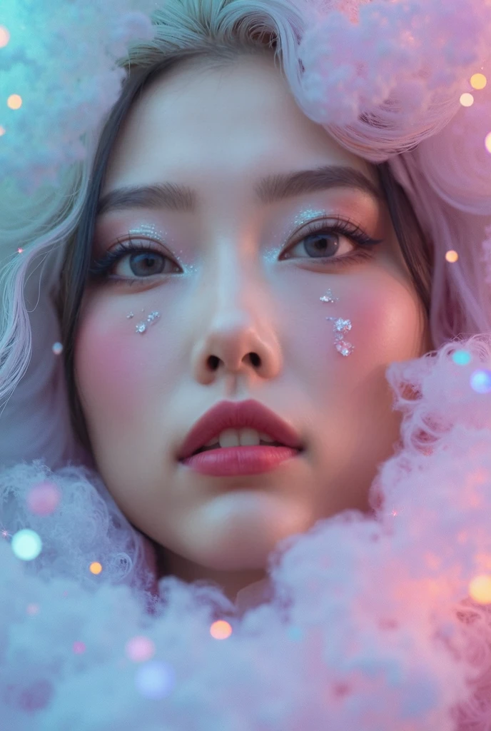 (Best quality,4K,8K,A high resolution,Masterpiece:1.2),Ultra-detailed,(Realistic,Photorealistic,photo-realistic:1.37),pink color palettes,star guardian,3D rendering of,Light blue hair,Holographic pink dress,Cute kawaii expression,Fly in space between pink planets,Sparkling stars and twinkling lights