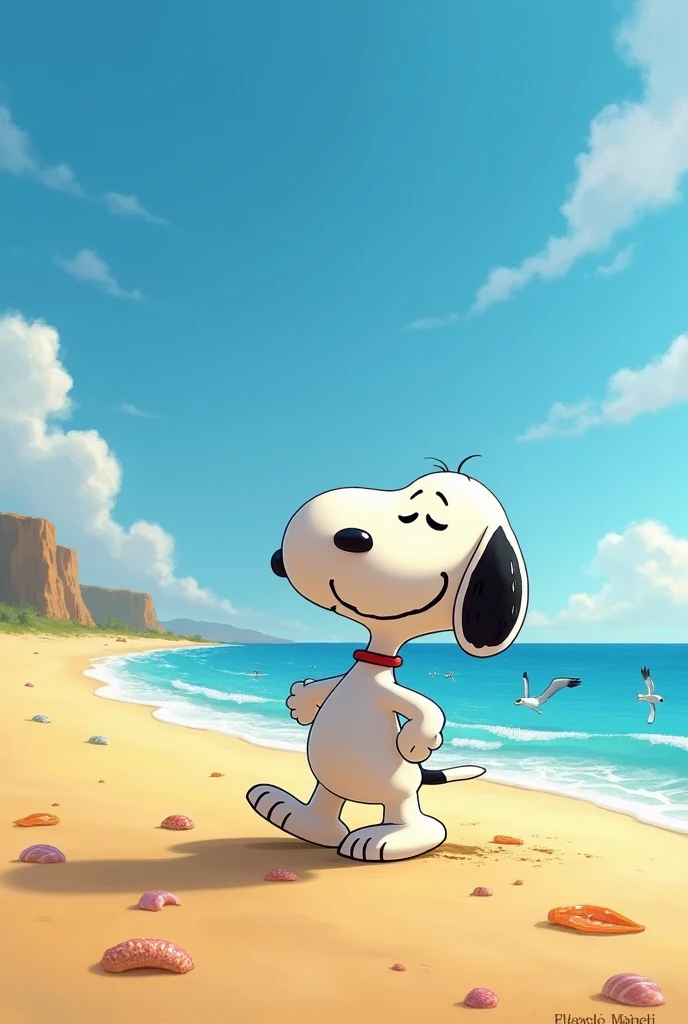 3D comic illustration, 8K,
The animated character Mafalda is topless on a towel on the beach (showing her breasts). Snoopy in sunglasses walks past her. Snoopy walks past Mafalda, Snoopy with a disgusted face, a comical speech bubble with the text "eegggggg, about Snoopy." Ultra detailed 3D illustration, Mafalda in a thong, Snoopy with sunglasses and with a disgusted face, Mafalda lying on the towel topless, Mafalda topless 8K illustration,