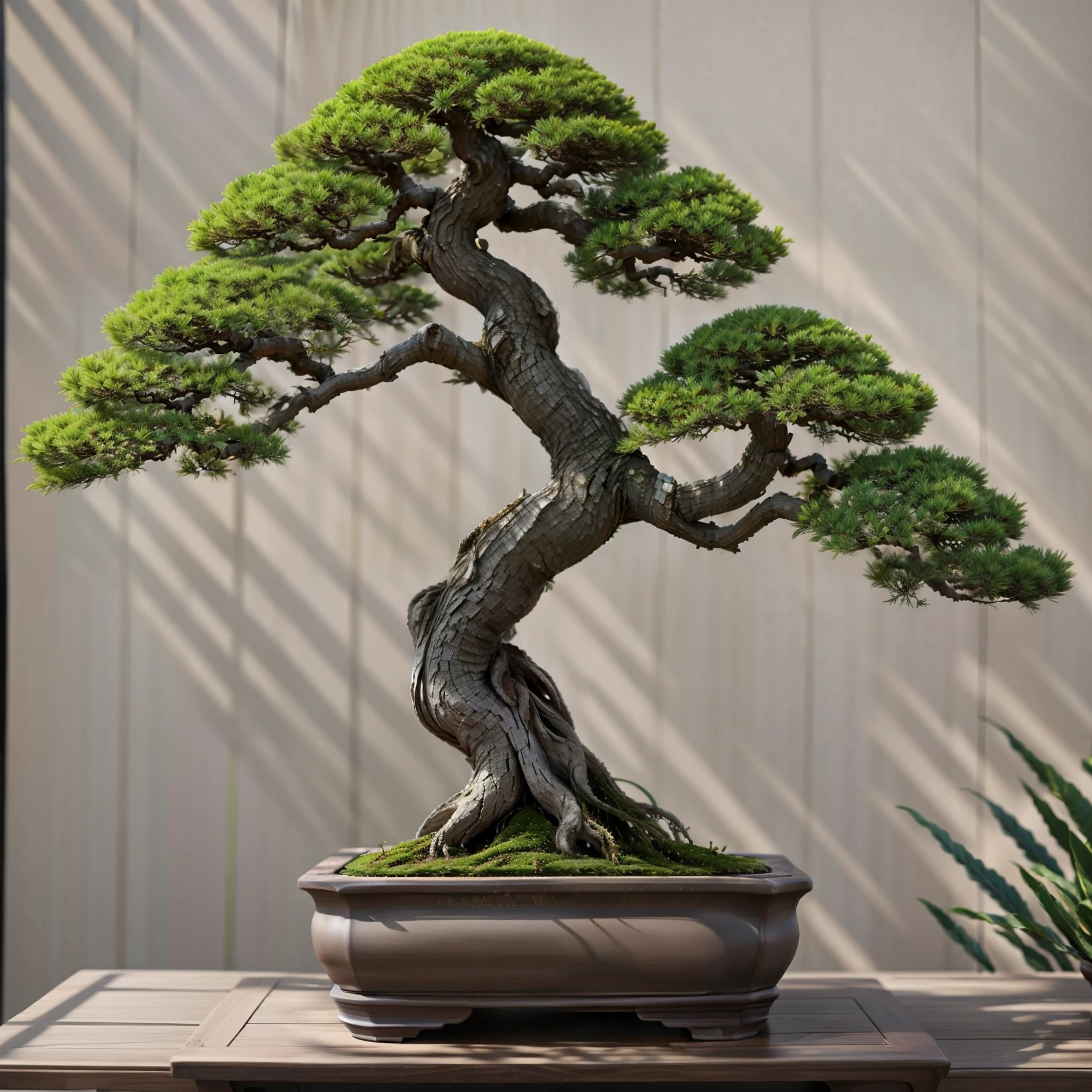 (masterpiece, Best Quality:1.2), 1 Potted Plant, Alone, 1 pot、A wonderful masterpiece、Mingpin potted plants、(Photograph the entire bonsai and pot)、High-quality ornament stand、(Blur the background)、(Plain background)、(White background:1.2)、Best Quality、High image quality、masterpiece、4K、8k、wallpaper、