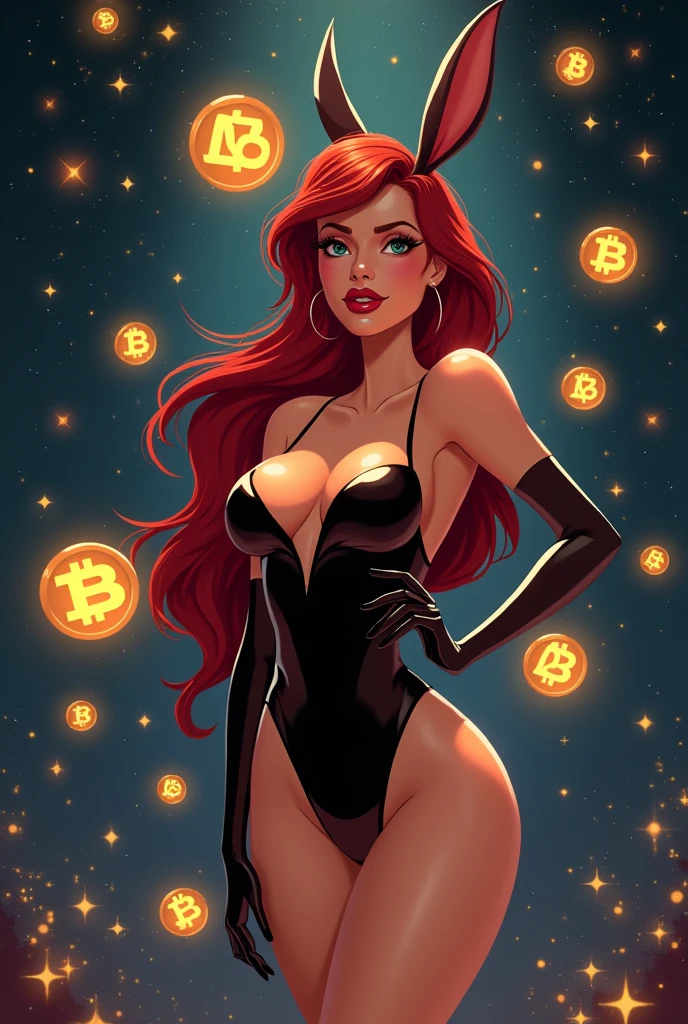 masterpiece,best quality, 1girl, PrincessDaphne, running, scared, see-through, sparkle dress, black dress, longue blonde hair, lipstick, nipples, nsfw, coin, gold, treasure chest, demon lurking, <lora:DragonsLairV1.1:0.8>