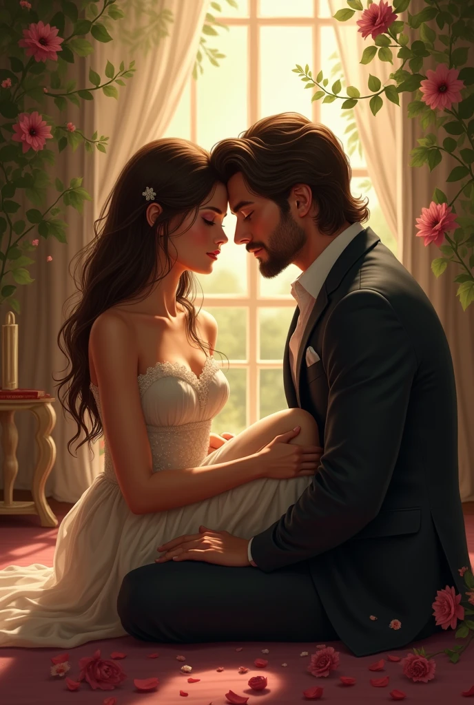 beautiful couple, pregnant woman, handsome man, romance novel, romance, luxury background, 4k, hd, hyper-realistic