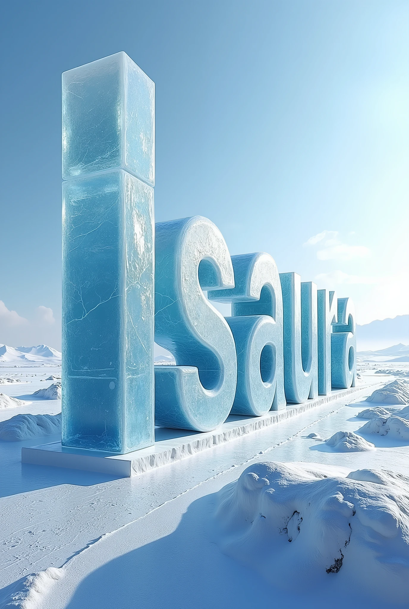 It would be letter FRANCISCO & ISAURA literally BIG made of ICE WALL, in A picture of a long road to paint
