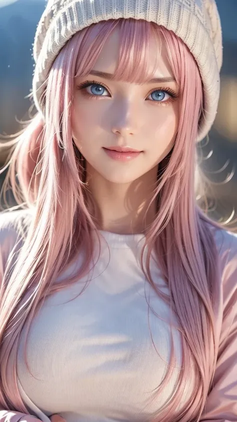 light pink hair、masterpiece、best quality、high resolution、highly detailed photos、professional lighting、(((tops)))、bangs between t...