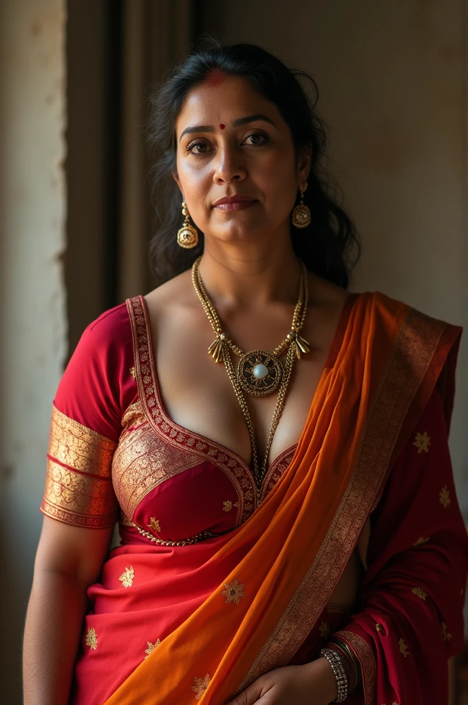 Photograph of Beautiful Indian woman Samantha Ruth Prabhu in her late 20s, wearing saree, little chubby, ((Topless)), ((Detailed nude breasts)), detailed fingers, ((Detailed nude nipples)), ((perfectly drawn fingers)), ((perfectly drawn hands)), ((Detailed Indian skin texture)), ((Detailed skin)), sari Beauty, gorgeous, Apsara, Maharani, royal queen woman, Ancient Indian Aesthetics,  nymph from Hindu Mythology, Urvashi, beauty, Highly detailed, Photograph inspired by Raja Ravi Varma, Matchless beauty, captivating, gorgeous, heavenly beauty, celestial beauty, hyper realistic, micro details, incredible artwork, insane details, ultra High resolution, 8k, intricate, detailed, detailed face, detailed eyes, perfectly detailed face, detailed body, Indian skin texture, detailed Indian skin tone, beautiful art, realism, renaissance Art style, beautiful and High clarity eyes, 4k uhd, best quality,