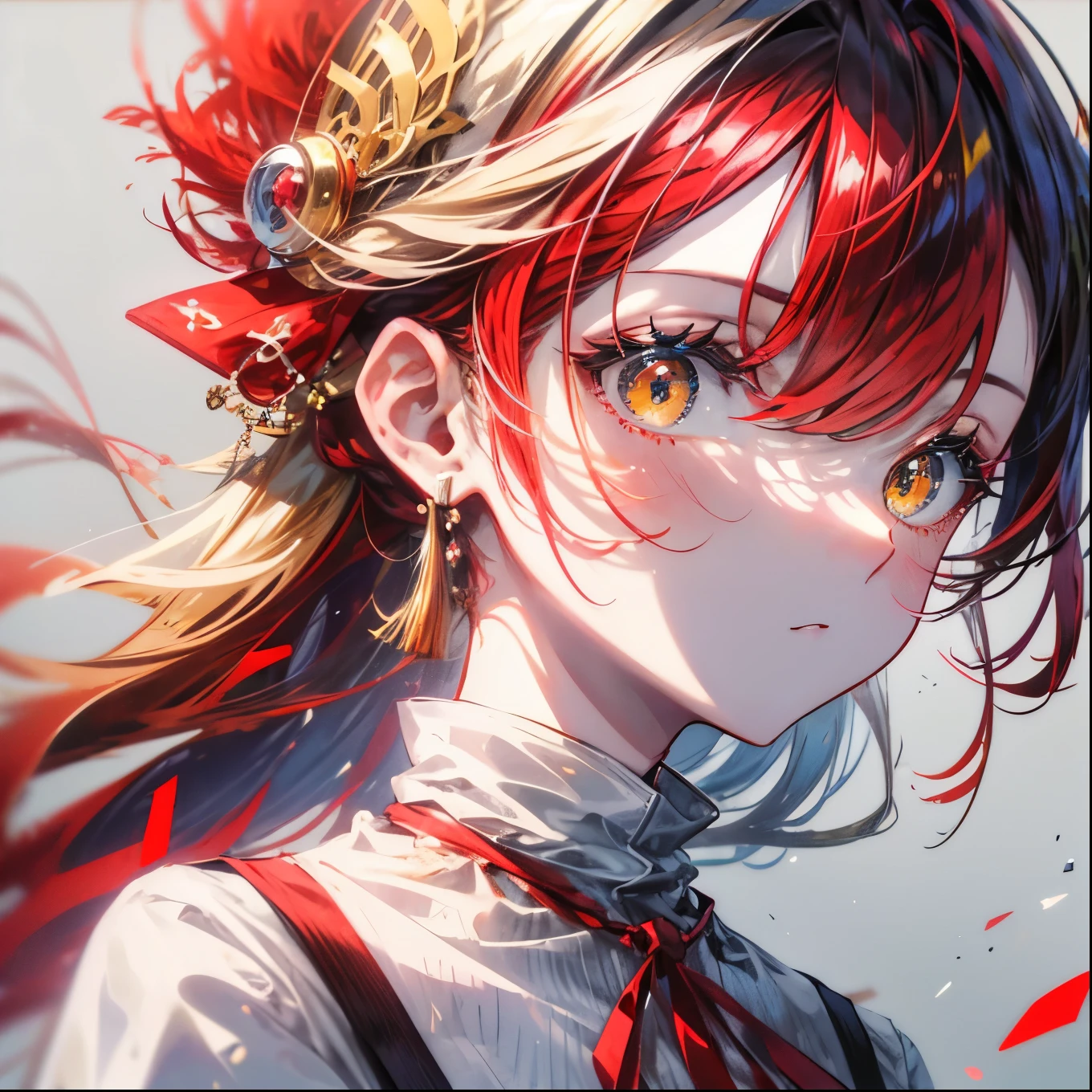 Anime girl with red hair and a red bow in her hair - SeaArt AI