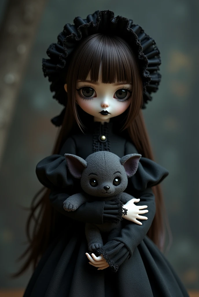 Painting of a sad black sheep with a black hat and a black nose, Styled by Mark Ryden, Styled by Mark Ryden, Mark Ryden in the style of, Mark Ryden very detailed, inspirado for Mark Ryden, for Mark Ryden, Gary Baseman, benjamin lacombe, Anton Semenov, "Portrait of a sheep, Arte lowbrow, with cat, with deer head torn,