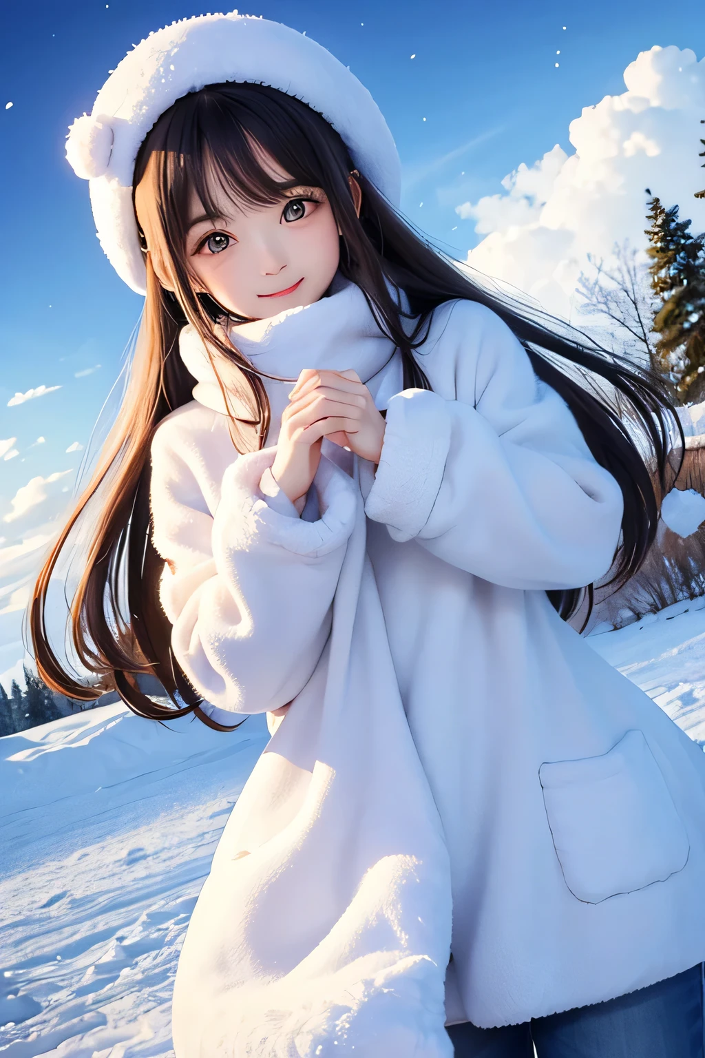 A close up of a person wearing a white coat and hat - SeaArt AI