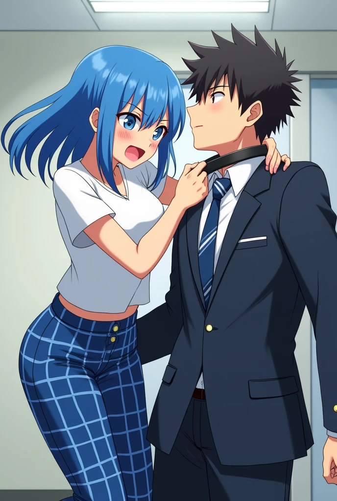 masterpiece, best quality,anime style, 1 girl,(((slender body))), (((small breast))), ((((breastfeeding a )))), (((breast milk))),(((blue blazer,white shirt,pleated skirt,blue tie,black pantyhose,bra))),(((((3 penis monkey grabbing the gir))))),((((restrained, arms behind back)))),((((cum)))), (beautiful face), (((short hair))), (((straight hair))), ((((blue hair)))),detailed beautiful skin, (perfect hands, perfect anatomy),scream