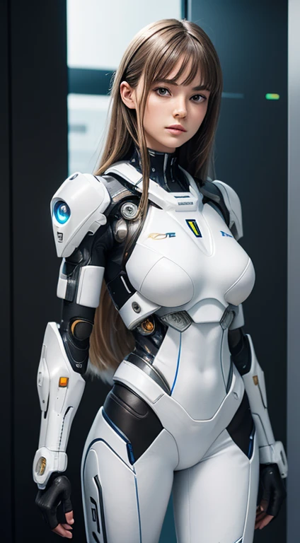(Best Quality ,High resolution,​masterpiece:1.2), Ultra-detailed, Realistic:1.37, (Perfect ???????), Full body like,1girl in, Flying, A cute and perfect 25 year old Southern European woman, （During cyborg surgery:1.2)　 Beautiful eyes, combat pose, Full body like, detailed facial features, detailed hairs, detailed costume, stunning eyes, Beautiful lips, 　(Wearing a red-purple and white bionic suit:1.2)　Long、LED Light, cyber space
