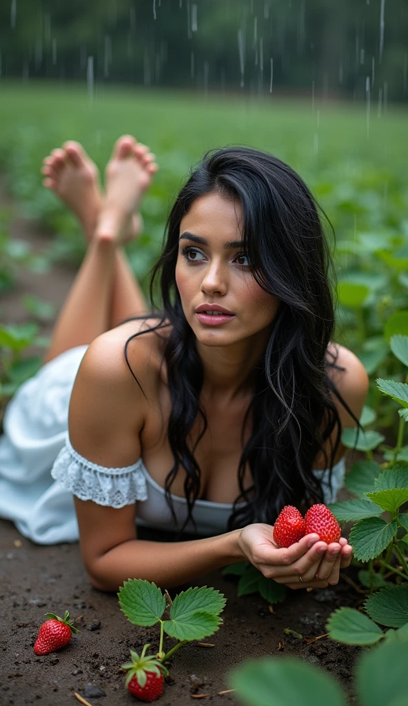 Attractive Italian female model with long straight black hair. 26 years hairy, mature woman in floral dress, eating strawberries, seductive lady, very sexy woman with black hair, inspired by Hedi Zandt, beautiful sexy woman photo, sexy young woman , cut , breathtaking beauty , stylish lady , sexy girl , gorgeous woman , breathtaking beauty , blessed body with sexy belly , very hot and sexy woman , sensual young woman , beautiful breasts , seductive , more sensual , pose Exciting face, intercourse, desire for sex, horny, hot, big breast, navel visible.. (shiny top: 0.95) (shiny polyester, beautiful soft lighting, (warm color: 0.6), 3- light Spot, known curvature, day off, ISO 400, shutter speed 10000