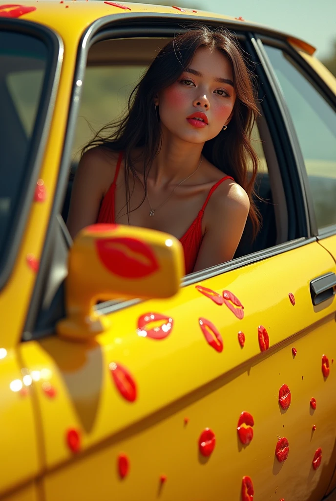 Arafe woman in bikini sitting with her legs open on the ground next to yellow bus, Young skinny gravure idol, Young Pretty Gravure Idol, Young Sensual Gravure Idol, Realistic Young Gravure Idol, zora々Shishi Japan of Girls, Young Gravure Idol, Aya Takano, deayami kojima, Asian Girl, Young Asian Girl, Chiho Aoshima