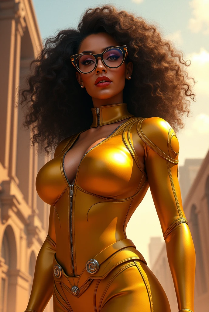 African woman, medium breasts, (dark skin:1.25), large afro hair, BREAK, wearing 1, cleavage cutout, BREAK, posed sitting on bench, BREAK, cinematic lighting, (neon:1), <lora:é·é:0.9>, masterpiece, best quality, high quality, detail, highres, absurdres, 8k