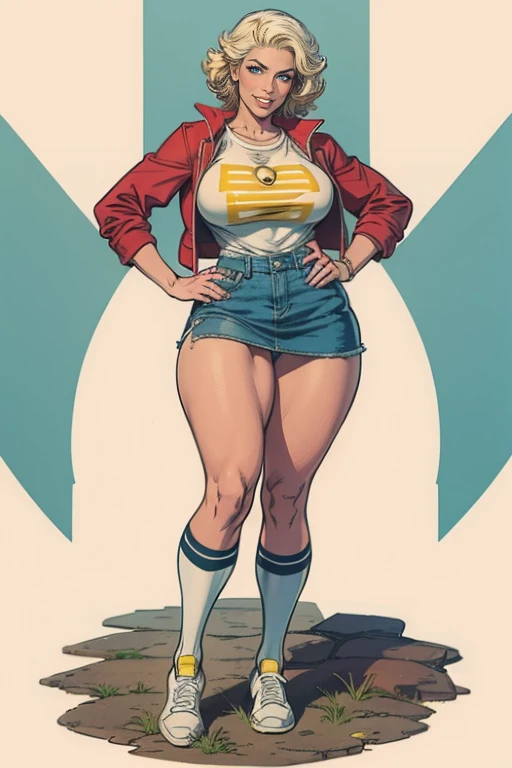 ((vintage+80s anime)style),(schoolgirl+elegant),(Scarlett Johansson, blonde),(short skirt, highly detailed),(digital painting+artstation+pixiv+concept art),sharp focus,illustration.
