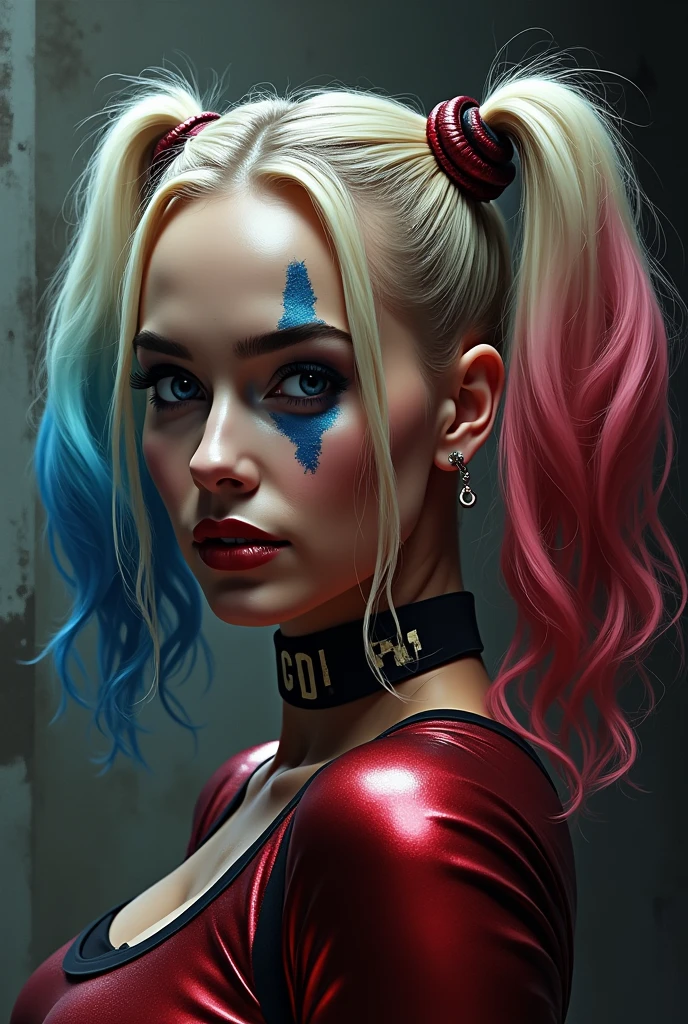 (Best Quality,4k,8k,high,master part:1.2),ultra detailed,(realist,photorealistic,photorealistic:1.37),harley quinn, harley quinn (Margot Robbie), by rubio, by rubio com mechas cor rosa e cor azul ao estilo harley Quinn, by rubio de cor rosa a esquerda e cabelo azul a direita, White skin color, strong makeup, harley quinn makeup, Full body photo, HdR,HD,studio lighting,Apply ultrafino,sharp focus,physically based rendering,extreme detailed description,professional,vivid colors,bokeh,portrait,landscape,horror,cheered up,scientific fiction,Photography,Conceptual artists,Girls,beautiful detailed eyes,beautiful detailed lips,extremely detailed eyes and face,long eyelashes,harley quinn,♦️,lots of details in the background,Stunning art,detailed art,in the style of Sakimi Chan
