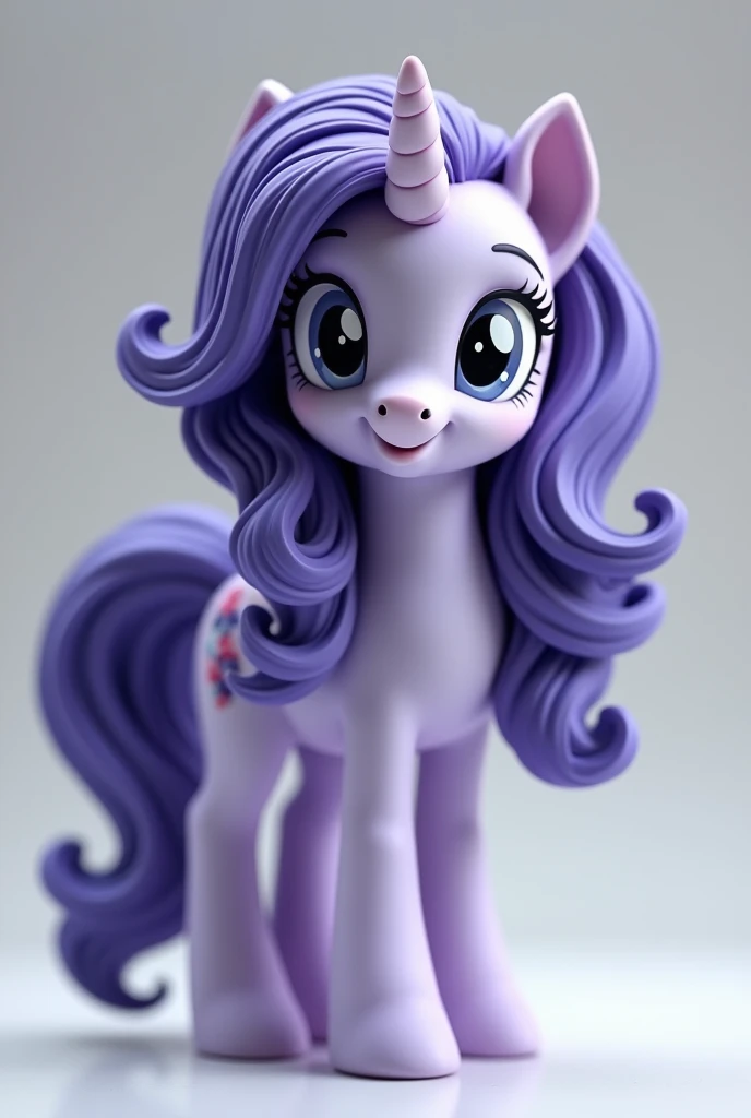 View an image of the pony Twilight Sparkle from the series "My little pony" wearing a diaper. In the image, You can see her characteristic purple mane and fluffy tail, while wearing a white diaper with cloud and rainbow designs. She looks a little embarrassed but she's still smiling..