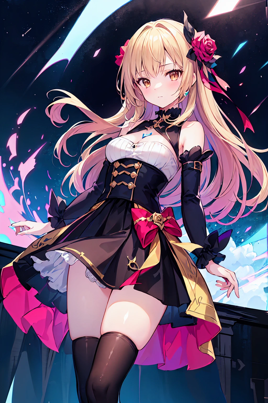 ((Highest quality)), ((masterpiece)), (detailed), ((High resolution)), 1girl, (独奏), (NSFW), multicolored hair,, angry, full blush, embarrassed, naughty face, crying, long tongue, gothic ta,
darkblue dress, skirt lift, pantyless, clothed, show off nipple, spread legs, sweat, rittle wet, depth of field