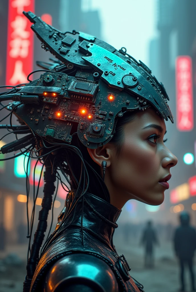 (score_9, score_8_up, score_7_up), ,solo, (neon lights, cypberpunk city, gothic city, thick lineart, sharp edges),
BREAK
dutch angle, portrait, blue eyes, 1women, blue long hair, dark-skinned female, female focus, mask, robot, glowing eye, cyborg , android, mechanical arms, cyborg, robot joints, mechanical parts, tube, spine, cybernetic neck, bionic torso, bionic skin, holding smoking pipe,
BREAK
grim, dark atmospher, science fiction,
<lora:BioPunky:0.8> <lora:sinfully_stylish_PONY_0.2:1> <lora:Concept Art Twilight Style SDXL_LoRA_Pony Diffusion V6 XL:0.8> <lora:Bad_Hands_lora:0.8> <lora:add-detail-xl:0.8>