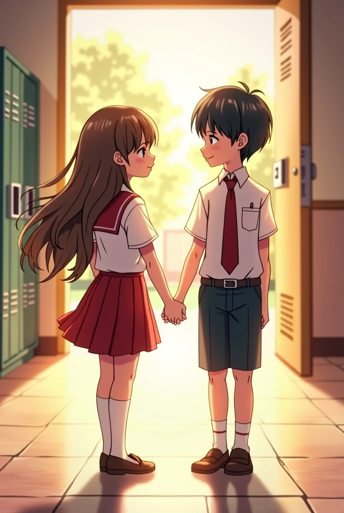 youth,First Love,Secret Love,shy,High school couple for high school students,in school,Holding Hands,high-definition,Anime style
