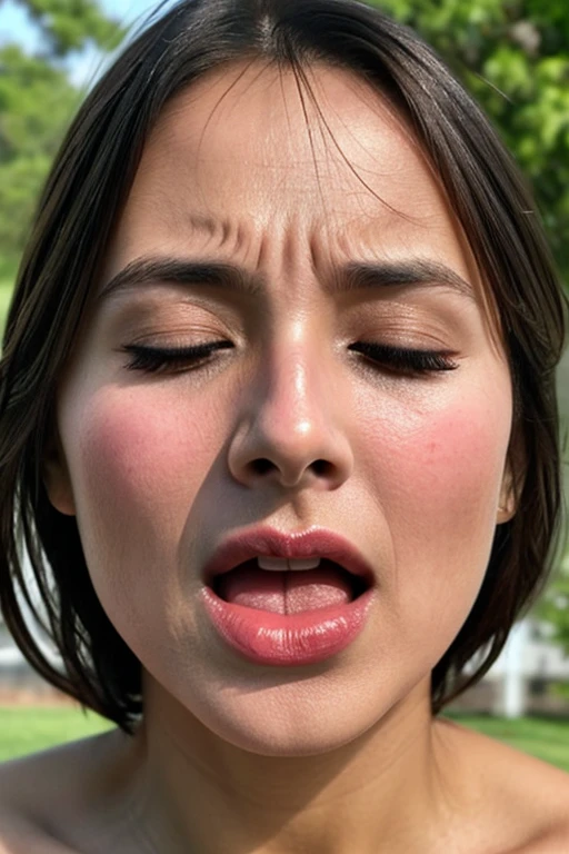 masutepiece,award - winning photo, Extremely detailed, edgOrgasm, Woman with mouth open and eyes closed , Skin shiny with sweat、Illumination that emphasizes shiny sweat{{{Spread }}}, A dark-haired、NSFW,{{{{Crowd of male onlookers}}}},