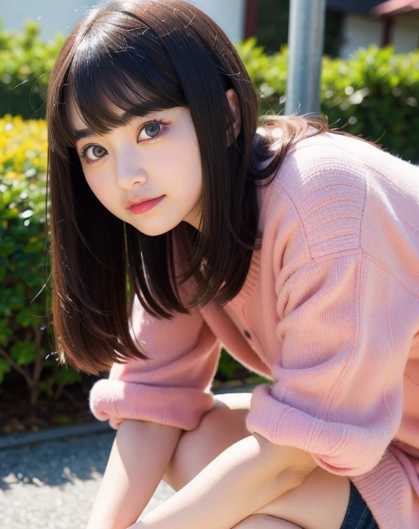 ulzzang -6500-v1.1, (Raw foto:1.2), (Photorealsitic:1.4), a beautiful detailed girl, ighly detailedな目と顔, beatiful detailed eyes, Ridiculous, unbelievable Ridiculous, huge filesize, ultra-detailliert, hight resolution, ighly detailed, top-quality, masterpiece, Kemomimi, ((Bury your face in a white scarf)), (((Japan schoolgirl uniform))), illustratio, ighly detailed, nffsw, unification, 8k wallpaper, astonishing, finely detail, masterpiece, top-quality, Highly detailed ticker uniform 8K wallpaper, face lights、Cinematographic lighting、1girl in、sixteen years old、(witheout panties)、((dynamicposes)))、(camel's toe)、(half)、(Crooked knees and legs sitting))