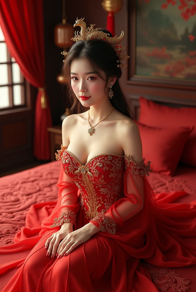 a gorgeous korean girl wearing the most vivid and luxurious glittery outfit, tight clothing, best quality, 8k, masterpiece, ultra-detailed, realistic, photorealistic, physically-based rendering, vivid colors, sharp focus, studio lighting