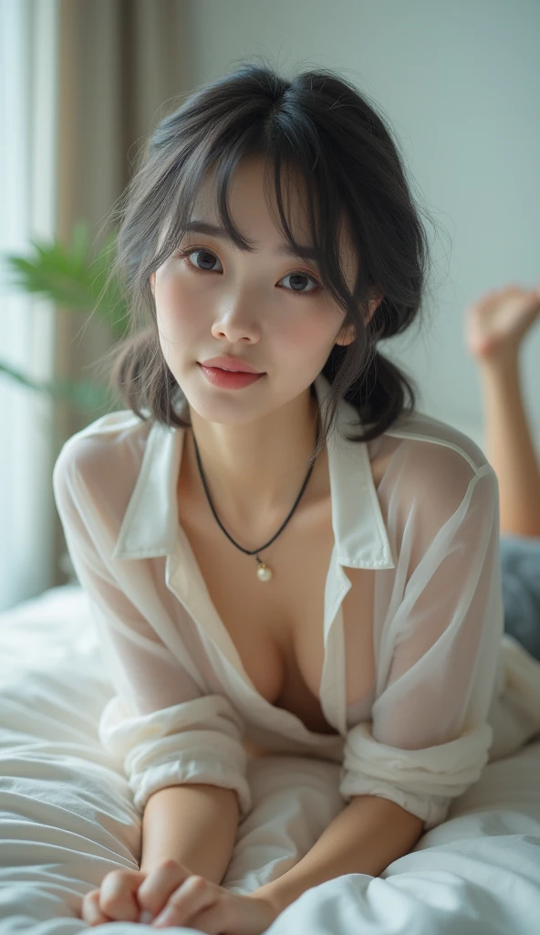 (masterpiece:1.3), (8K, Photorealistic, Raw photo, Best image quality: 1.4), Japanese, Beautiful Face, (A vivid face), (Mid-length hair:1.3), Beautiful hairstyle, Realistic eyes, Beautiful Eyes, (Realistic Skin), Beautiful Skin, attractive, Ultra-high resolution, Surreal, High definition, Photo Real, A woman in a bright white shirt stands under the shower, Incredible beauty、Wearing a semi-transparent sheet, Young and cute gravure idol, game_Hmph, In a wet white short dress, Wet shirt, Smooth white tight clothing suit, Covered with a transparent cloth, Realistic skin texture, Glowing Skin、Exposed thighs!!!、Browsing Caution、