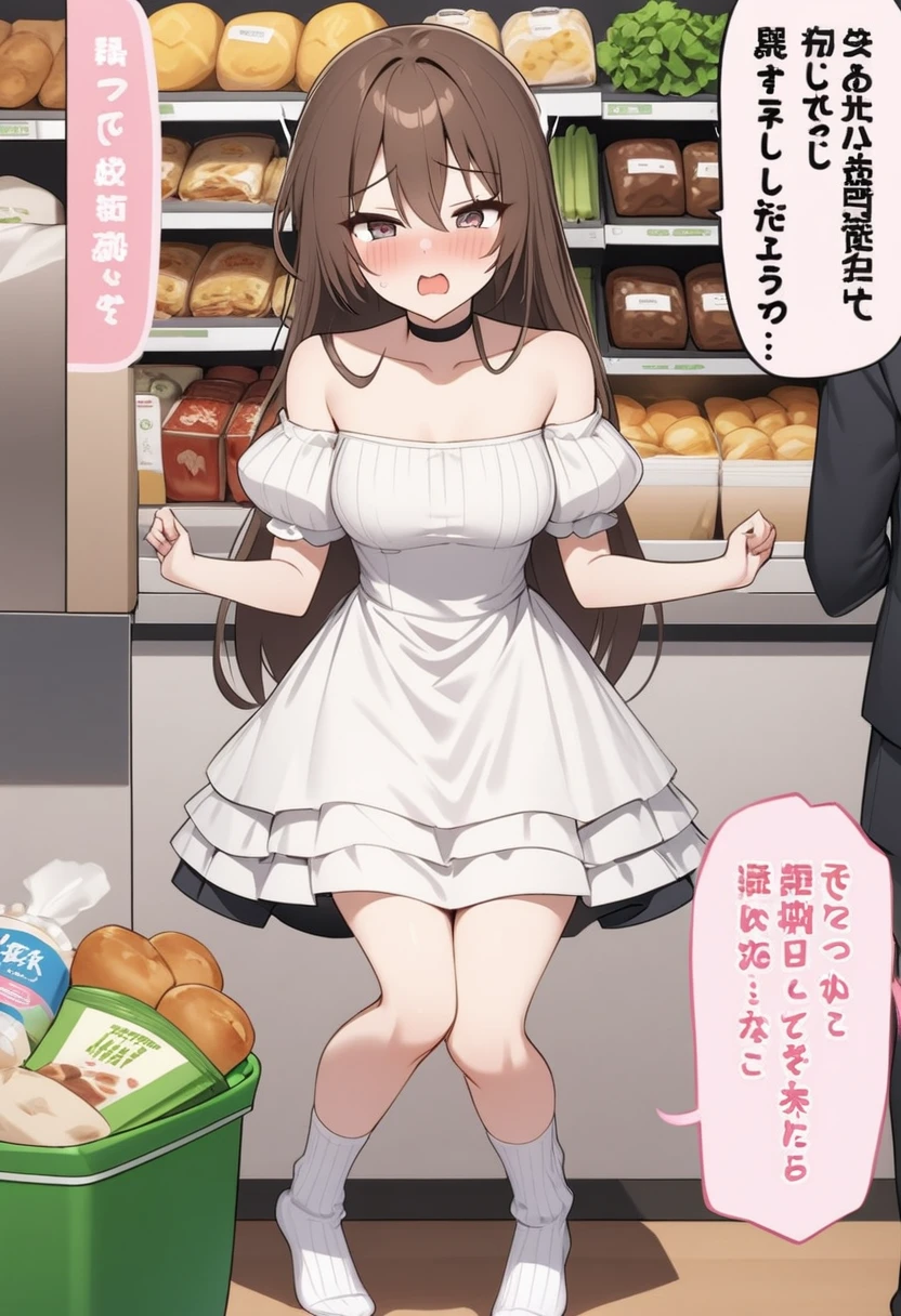 Nagino Sakura, brown eyes, brown hair, hair band, medium length hair, empty eyes , Running, wearing nothing, big anime eyes, , shiny hair, bare-skin, navel, the groin, BREAK in front of convenience store, large breasts, blank look, Nipples, nsfw, nipple , (Sweating profusely, Love juice, Wet Woman, female ejaculation), Flooding. sea. solo, Peeing, lactation, projectile lactation