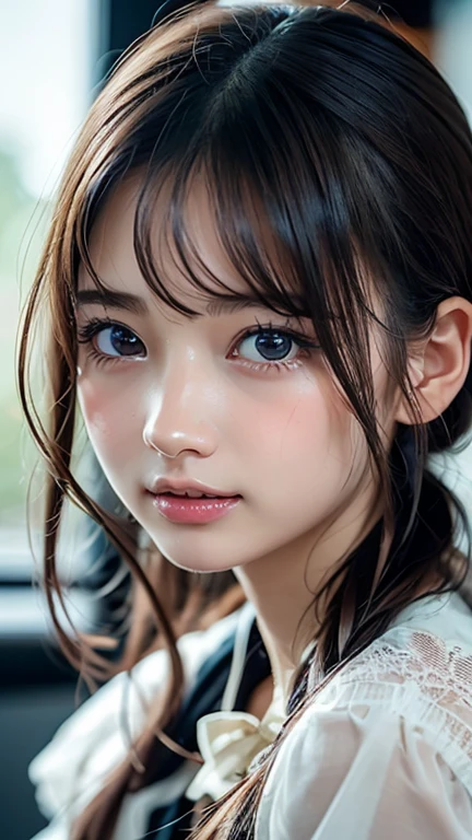 1girl in, surrealism, Contemporary art, Verism, nffsw, Anatomically correct, Textured skin, awardwinning, Best Quality, hight resolution, 8K、Fun atmosphere、Laughing a little、kawaii faces、Clean face、Unevenness of the skin、
