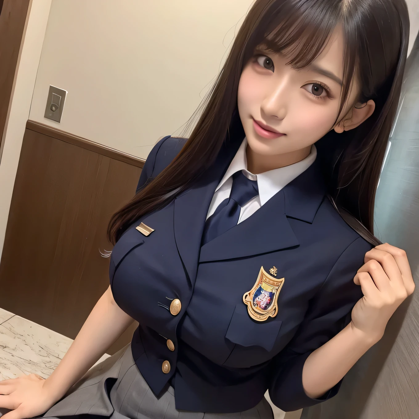 high school girl、uniform、Big Tits、M-shaped legs