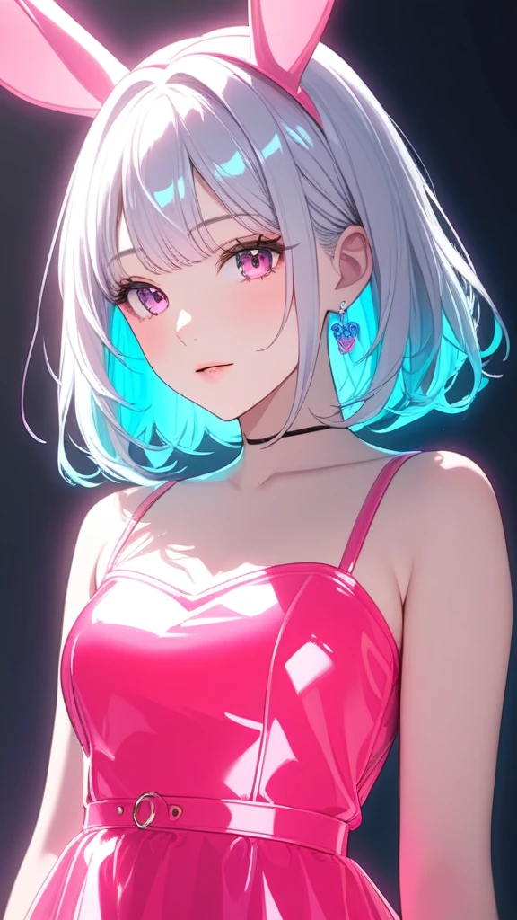 (highest quality:1.2, Very detailed, up to date, Vibrant, Ultra-high resolution, High Contrast, masterpiece:1.2, highest quality, Best aesthetics), Portraiture、girl、solo, (25-years-old:1), (slim:1), heterrochromia, green eye, red eye, Bright color, (Cat ears), brown tank top, jeans short pants, (cat pose:1.3), Beautiful fine details、Beautiful lip detail、extra short hair, ((bob cut:1.5))、pink and purple, ((streaked hair:1.9)), (highlights hair: 1.6), (medium breast:0.5), (tan skin:0.5), ((cat cafe, many cats in background:1)), cowboy shot,